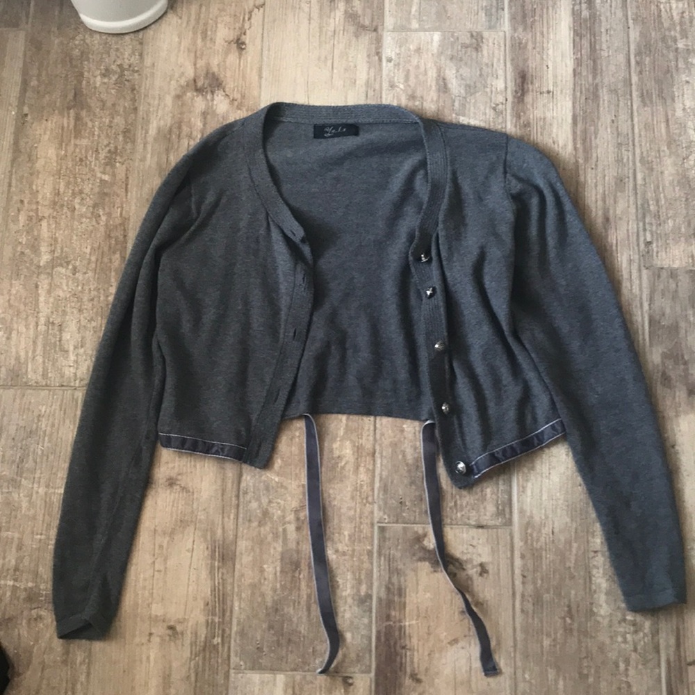 Grey Cropped Cardigan